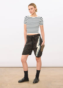 Striped Ribbed Crop T-Shirt - West Channel Rd
