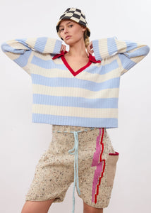 Striped Ribbed Knit Polo - West Channel Rd