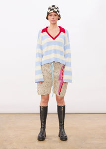 Striped Ribbed Knit Polo - West Channel Rd