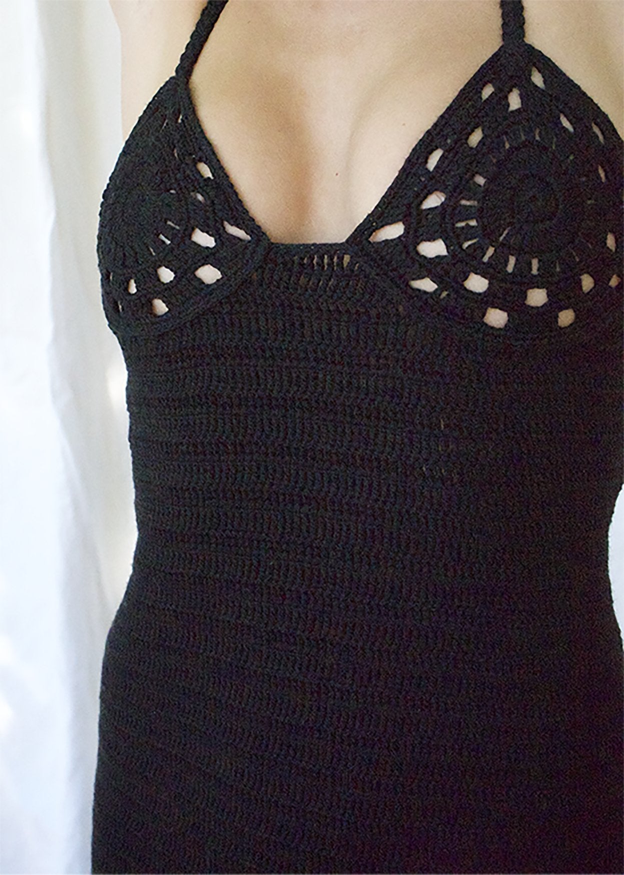 Annie Crochet Midi Dress Black